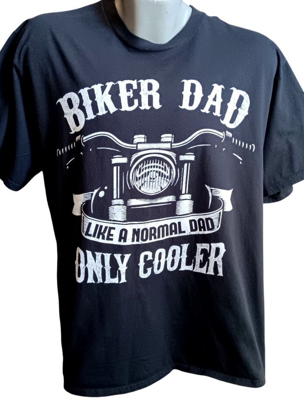 XL T-Shirt Biker Dad Graphic Black XL Port & Company Ring Spun Cotton